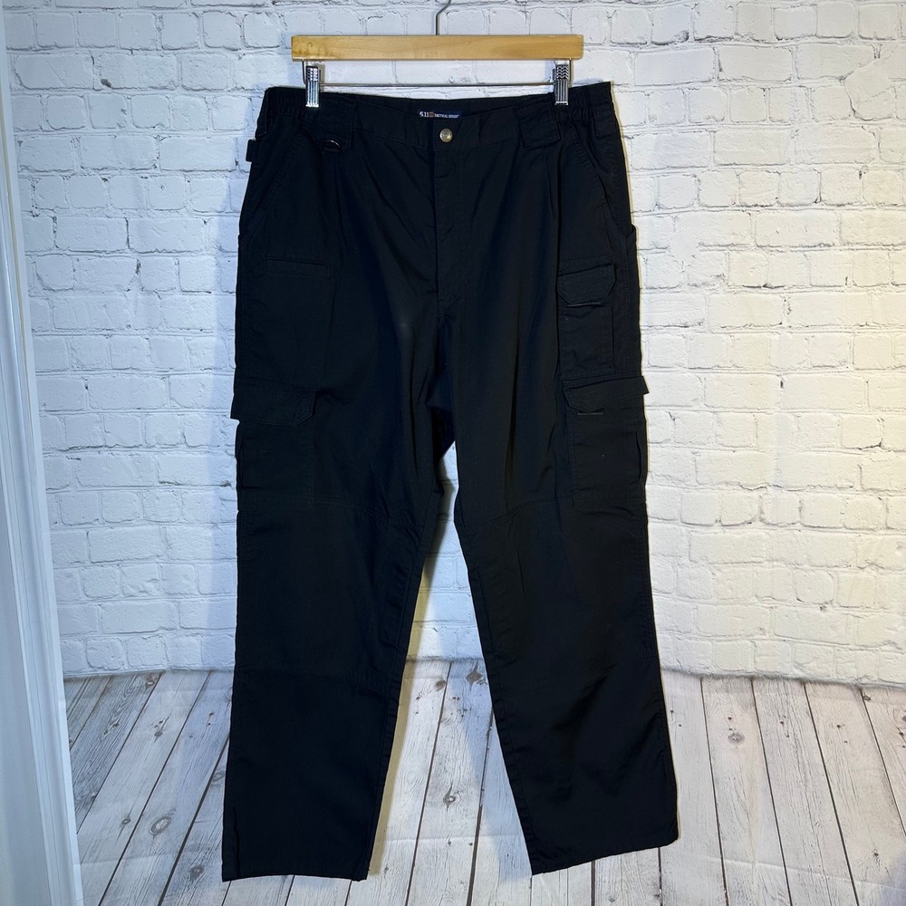 5.11 Tactical Series Mens Black Ripstop Cargo Pants Utility Work Trousers 38x30‎